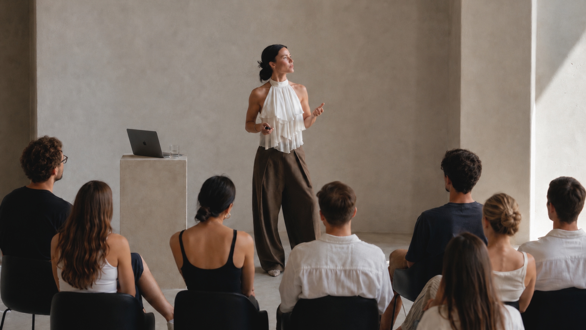 Speaking to a gathered room
